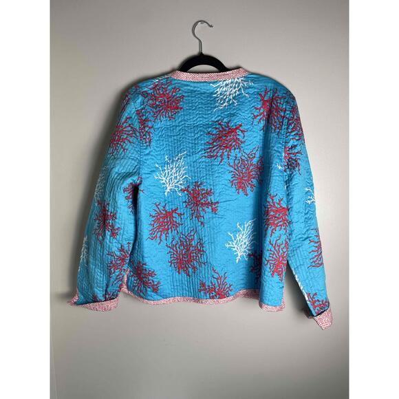 Patty Kim Women's Coral Pattern  Asian Kimono Inspired Reversible‎ Jacket M - Picture 6 of 11
